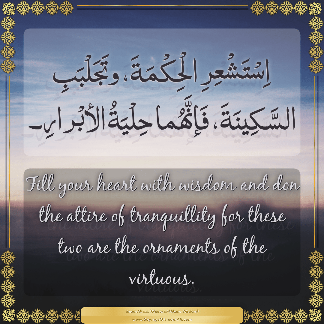 Fill your heart with wisdom and don the attire of tranquillity for these...